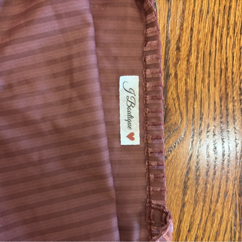 Maroon Velvet Ribbed Mesh Bodysuit - Picture 5 of 6
